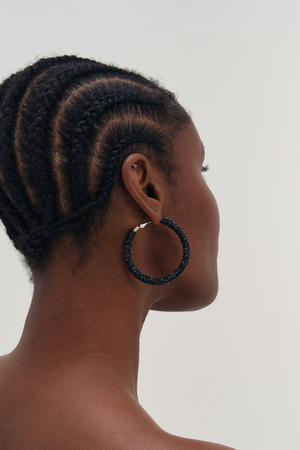 MOOD BLACK DIAMOND STATEMENT HOOP EARRING