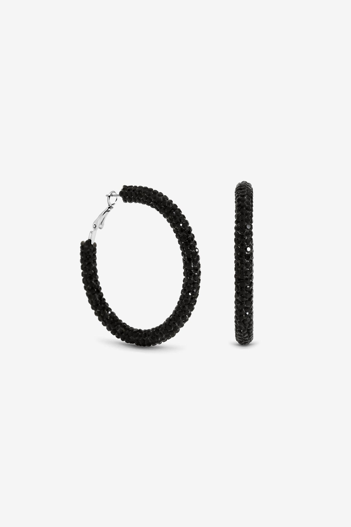 MOOD BLACK DIAMOND STATEMENT HOOP EARRING