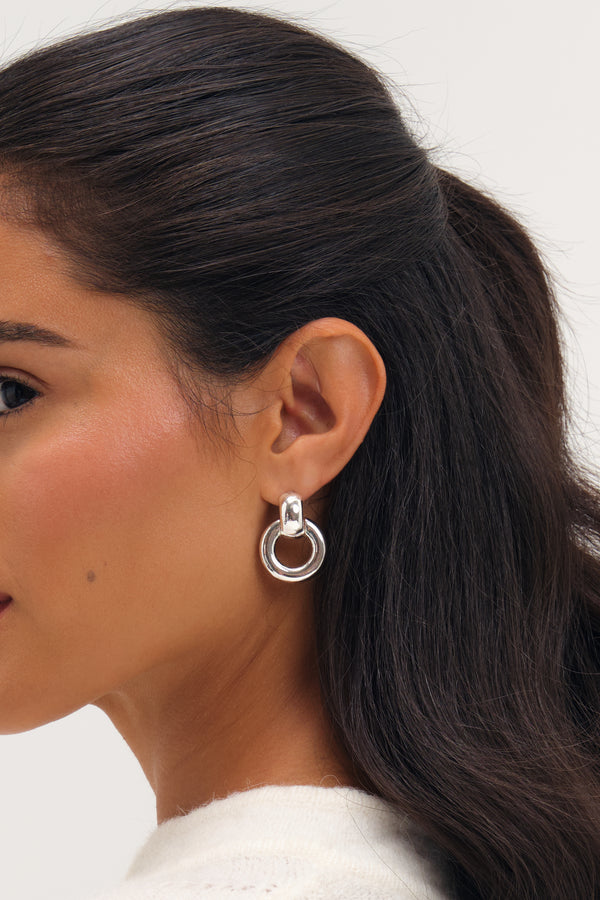 MOOD SILVER PLATE DOOR KNOCKER POLISHED EARRINGS