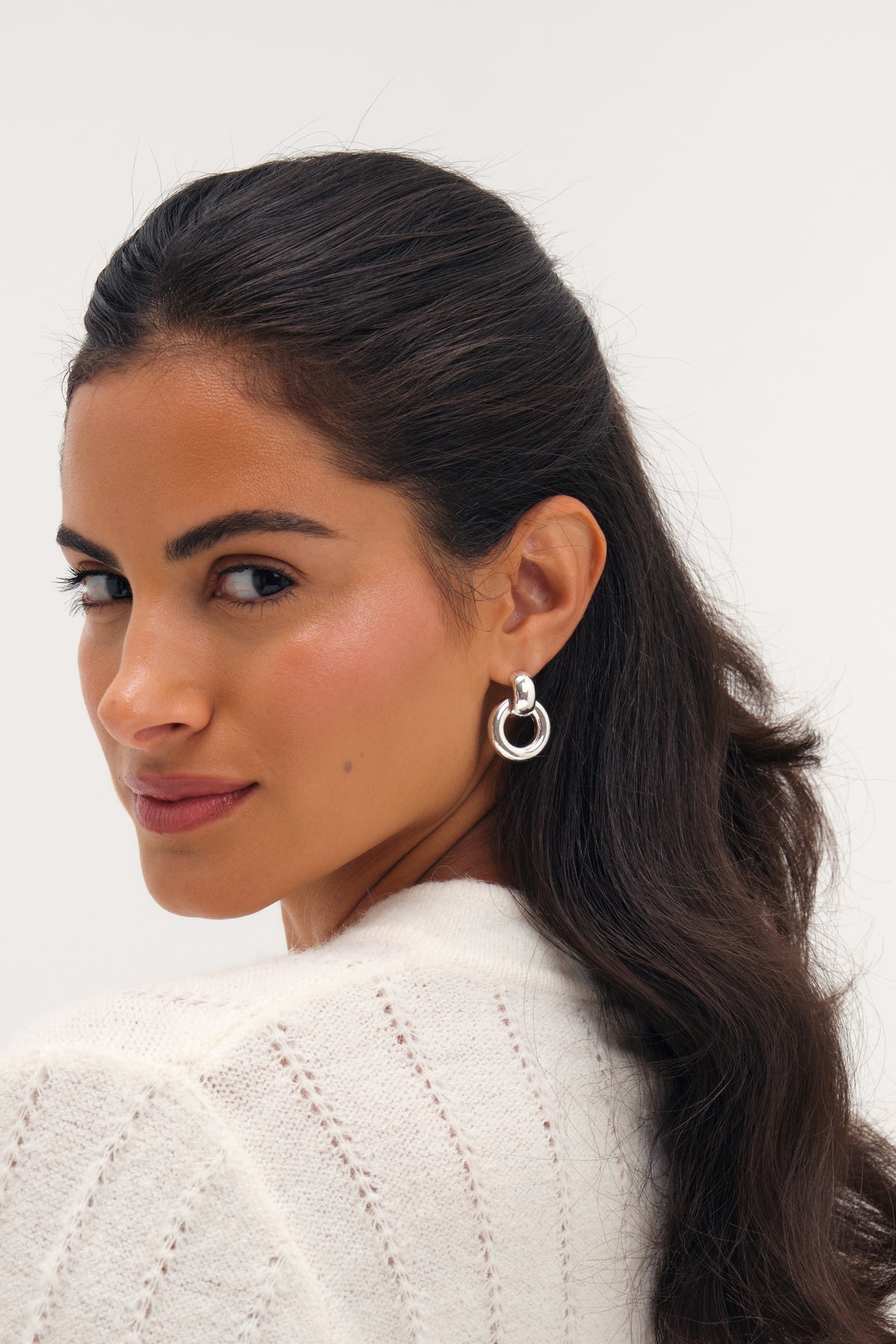 MOOD SILVER PLATE DOOR KNOCKER POLISHED EARRINGS