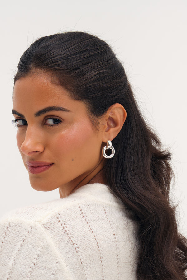 MOOD SILVER PLATE DOOR KNOCKER POLISHED EARRINGS