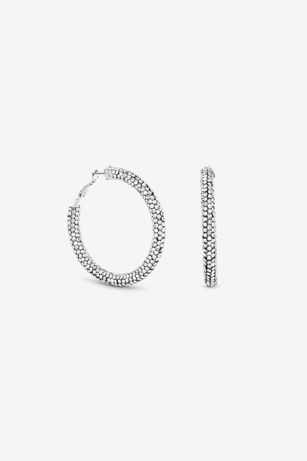 Mood Silver Plated And Crystal Hoop Earrings