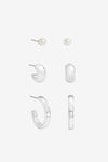 Mood Silver Plated And Crystal Hoops - Pack Of 3