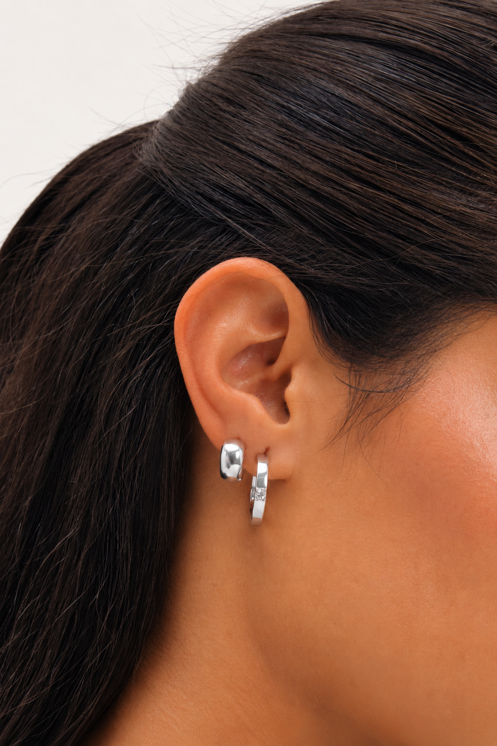 Mood Silver Plated And Crystal Hoops - Pack Of 3