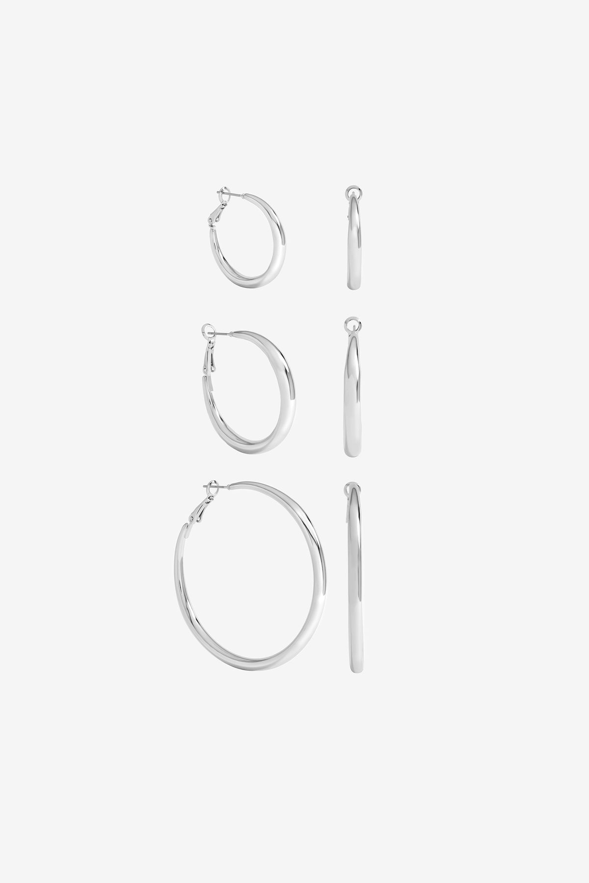 Mood Silver Plated Polished Hoop Multipack