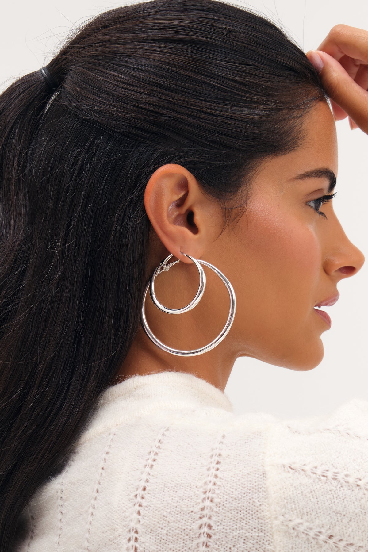 Mood Silver Plated Polished Hoop Multipack