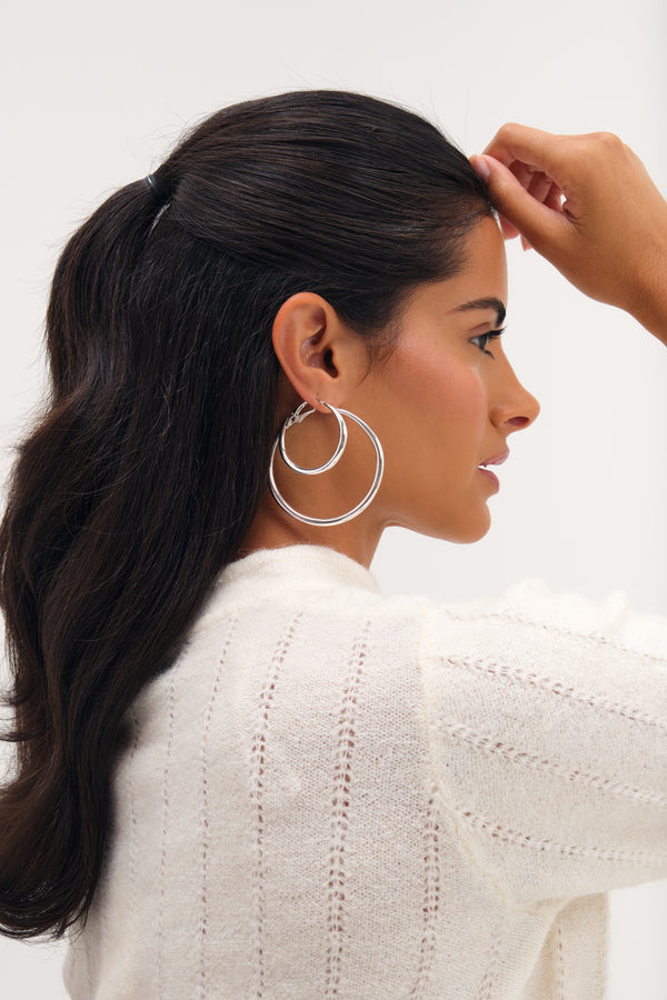 Mood Silver Plated Polished Hoop Multipack