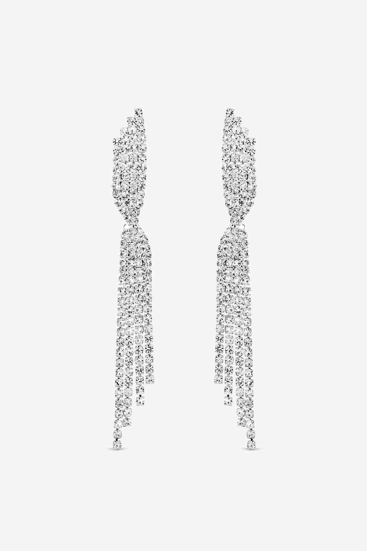 MOOD SILVER PLATE AND CRYSTAL TWIST DROP DIA EARRINGS