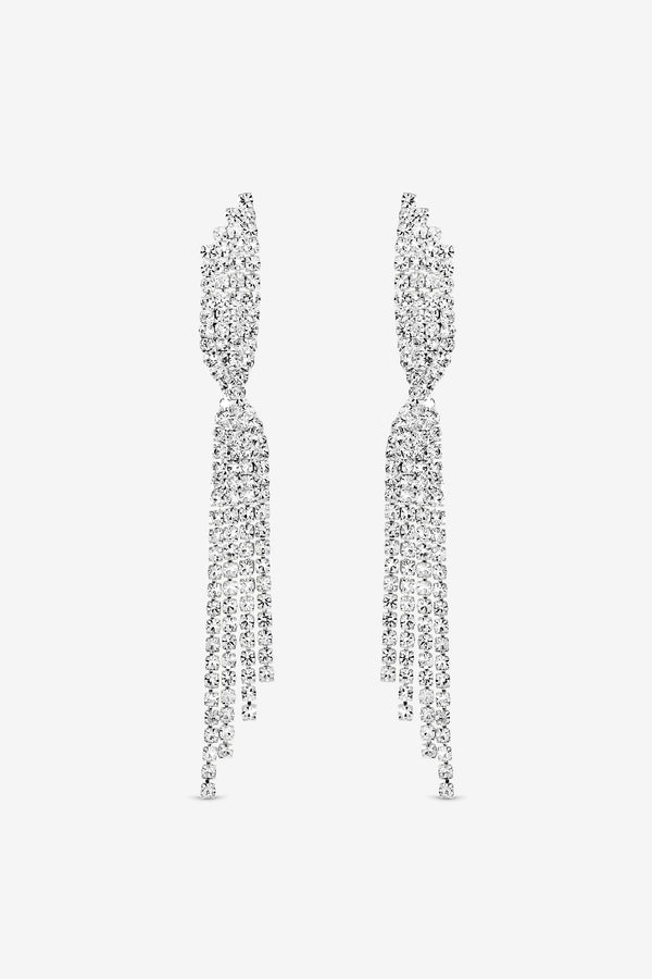 MOOD SILVER PLATE AND CRYSTAL TWIST DROP DIA EARRINGS