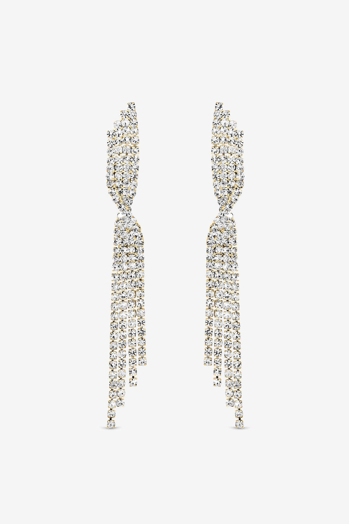 MOOD GOLD PLATE AND CRYSTAL TWIST DROP DIA EARRINGS