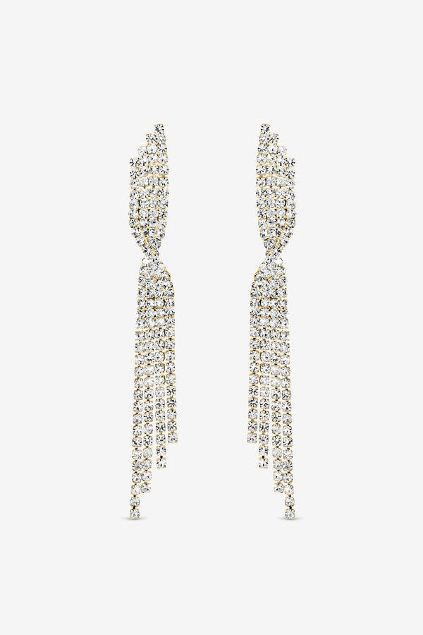 MOOD GOLD PLATE AND CRYSTAL TWIST DROP DIA EARRINGS