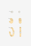 Mood Gold Plated And Crystal Hoops - Pack Of 3