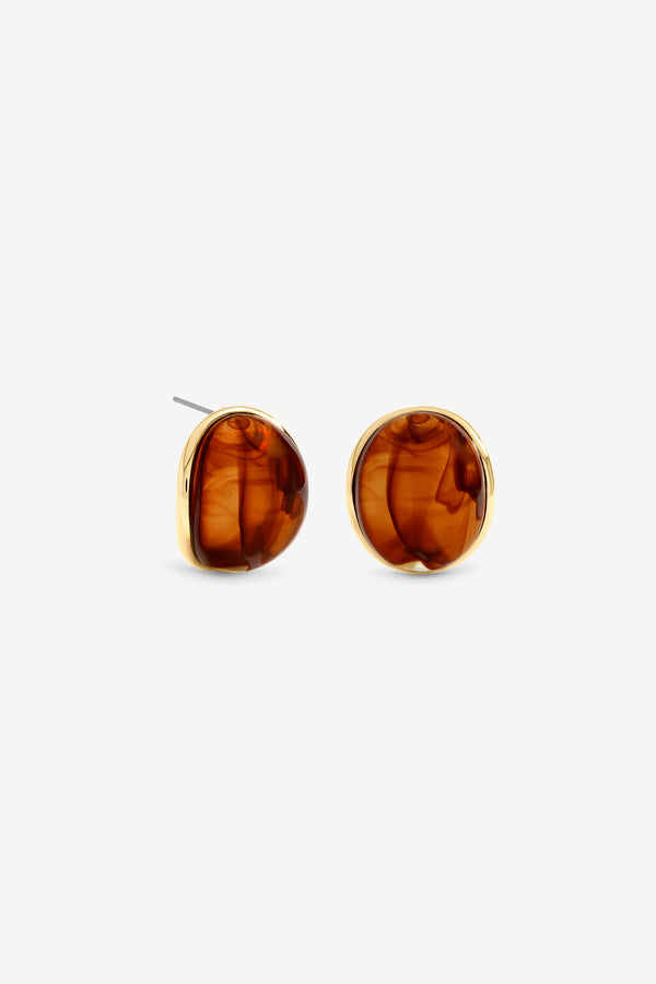 MOOD GOLD PLATE AND RESIN CURVE STUD EARRING
