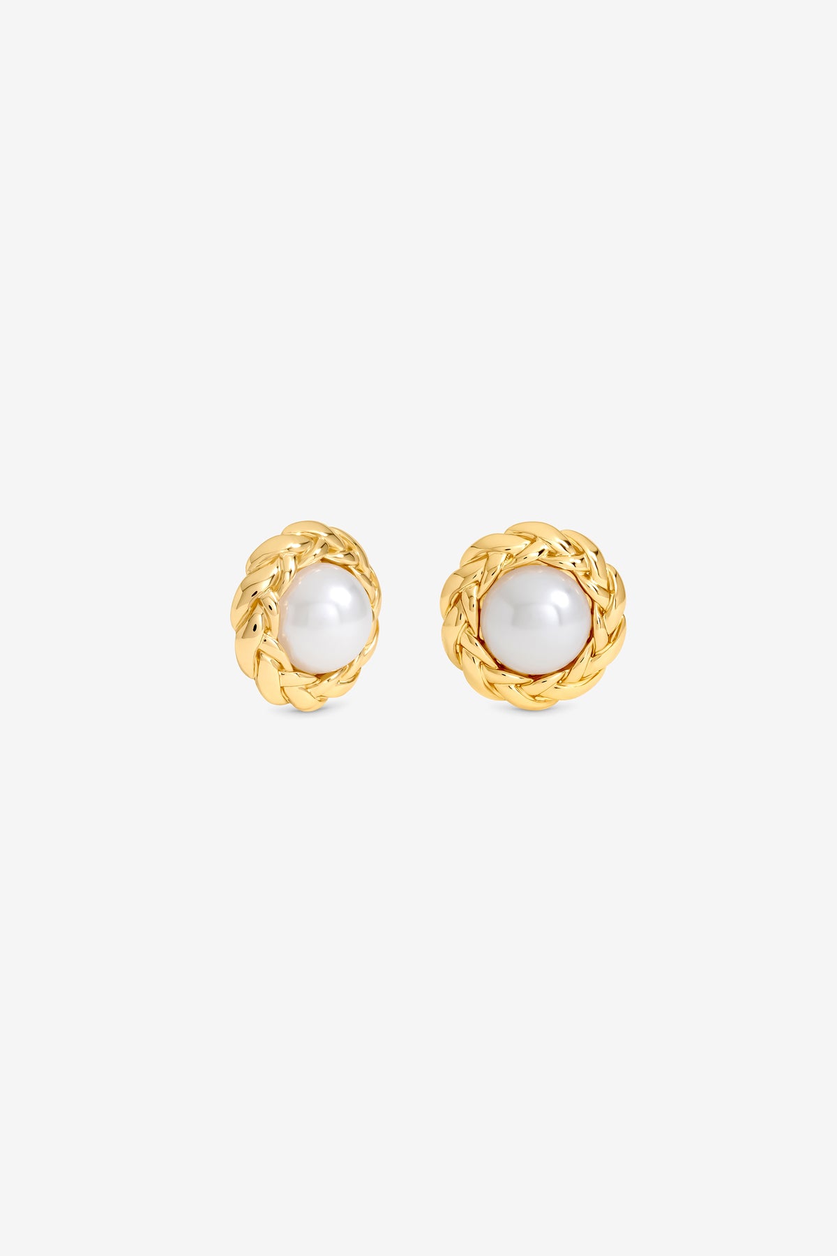 MOOD GOLD PLATE TWIST AND PEARL STUD EARRING