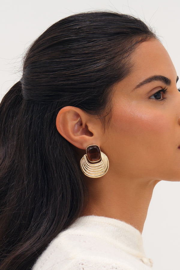 MOOD GOLD PLATE RESIN AND RIDGE STATEMENT EARRING
