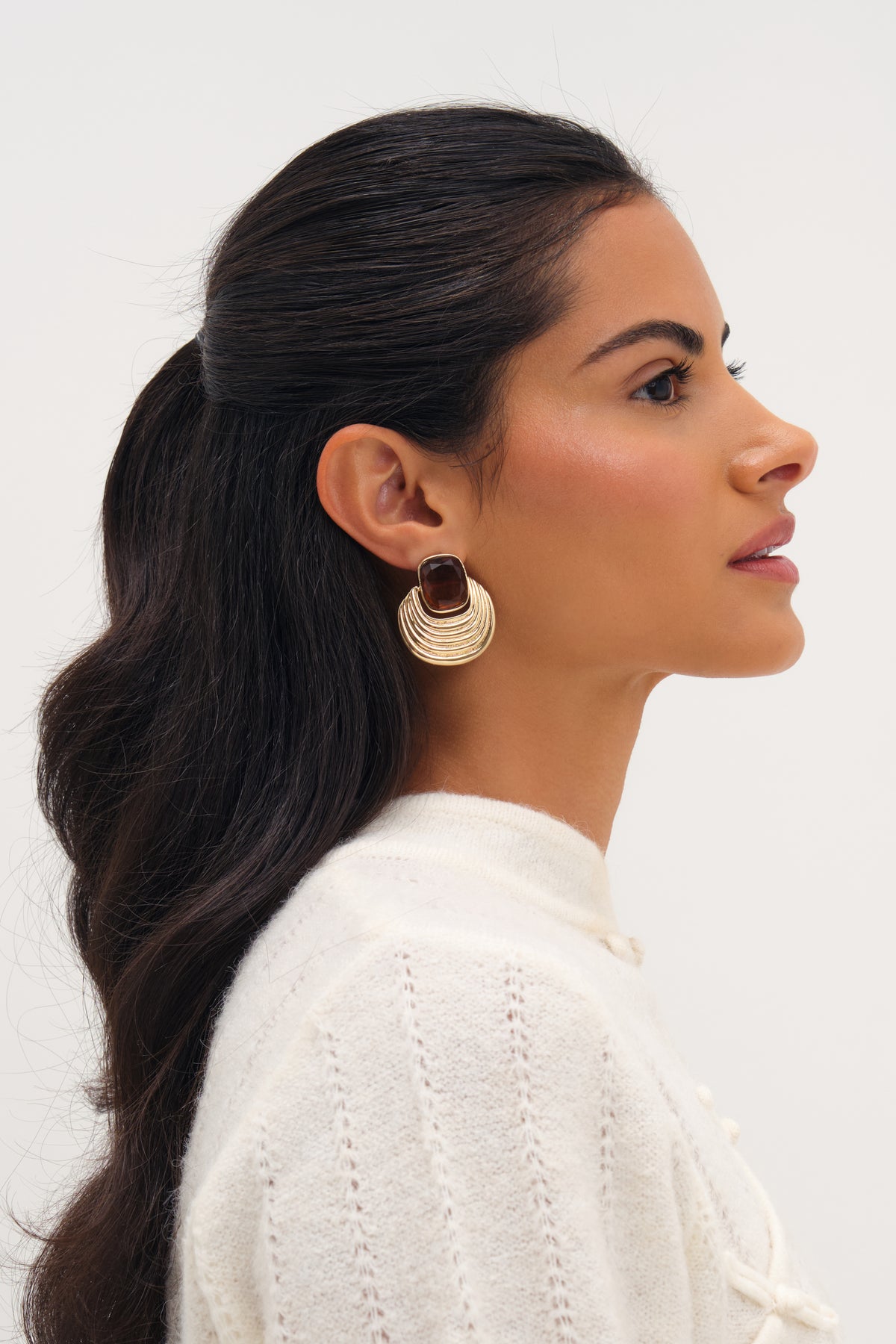 MOOD GOLD PLATE RESIN AND RIDGE STATEMENT EARRING