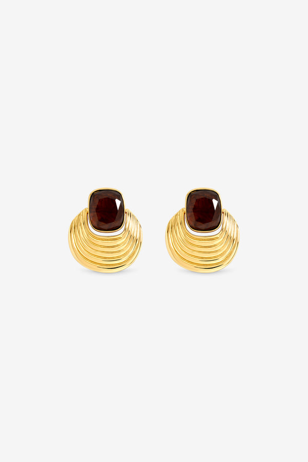MOOD GOLD PLATE RESIN AND RIDGE STATEMENT EARRING