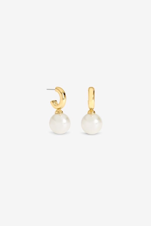 Mood Gold Plated And Pearl Hoop Earrings
