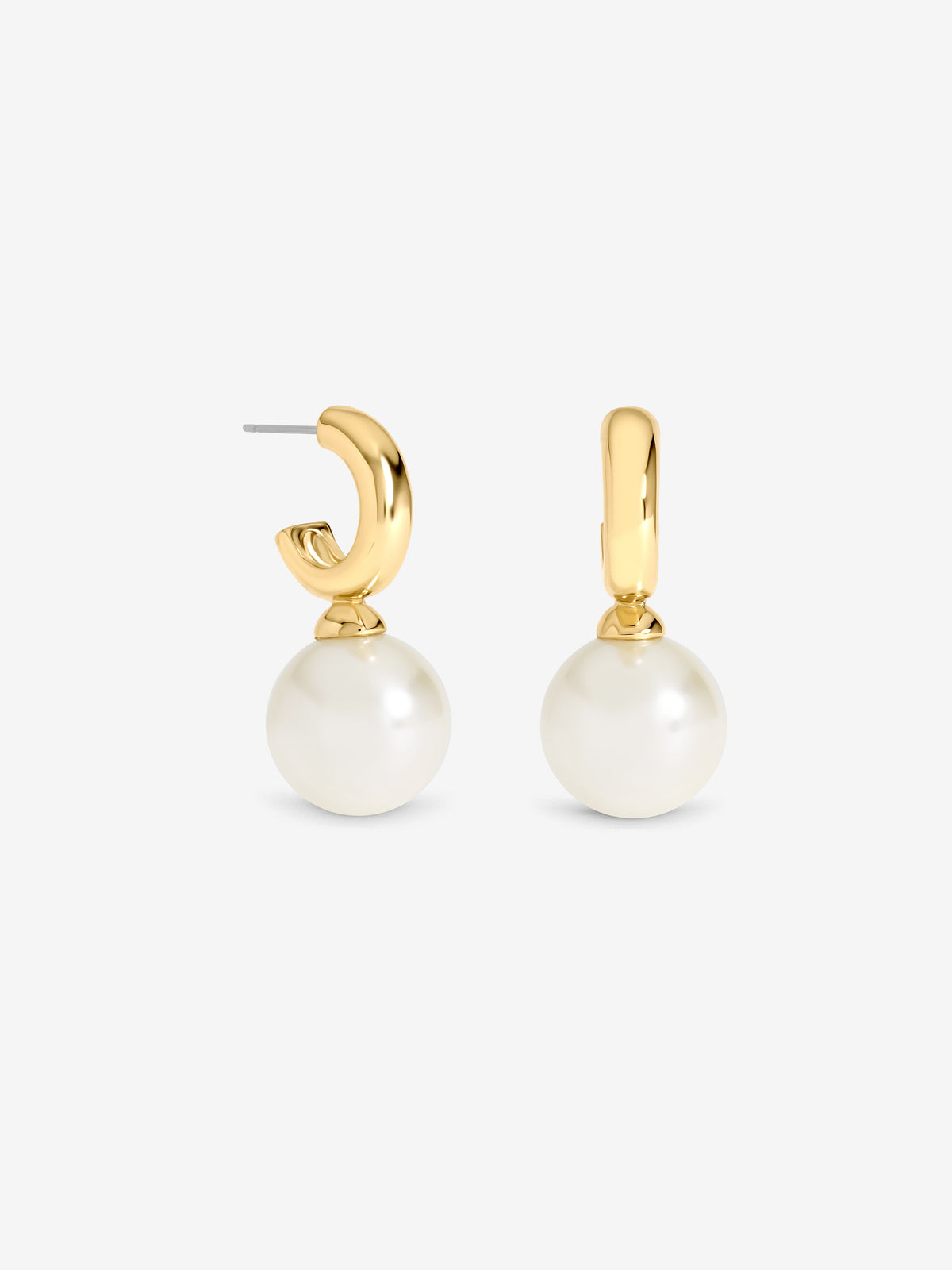 Mood Gold Plated And Pearl Hoop Earrings