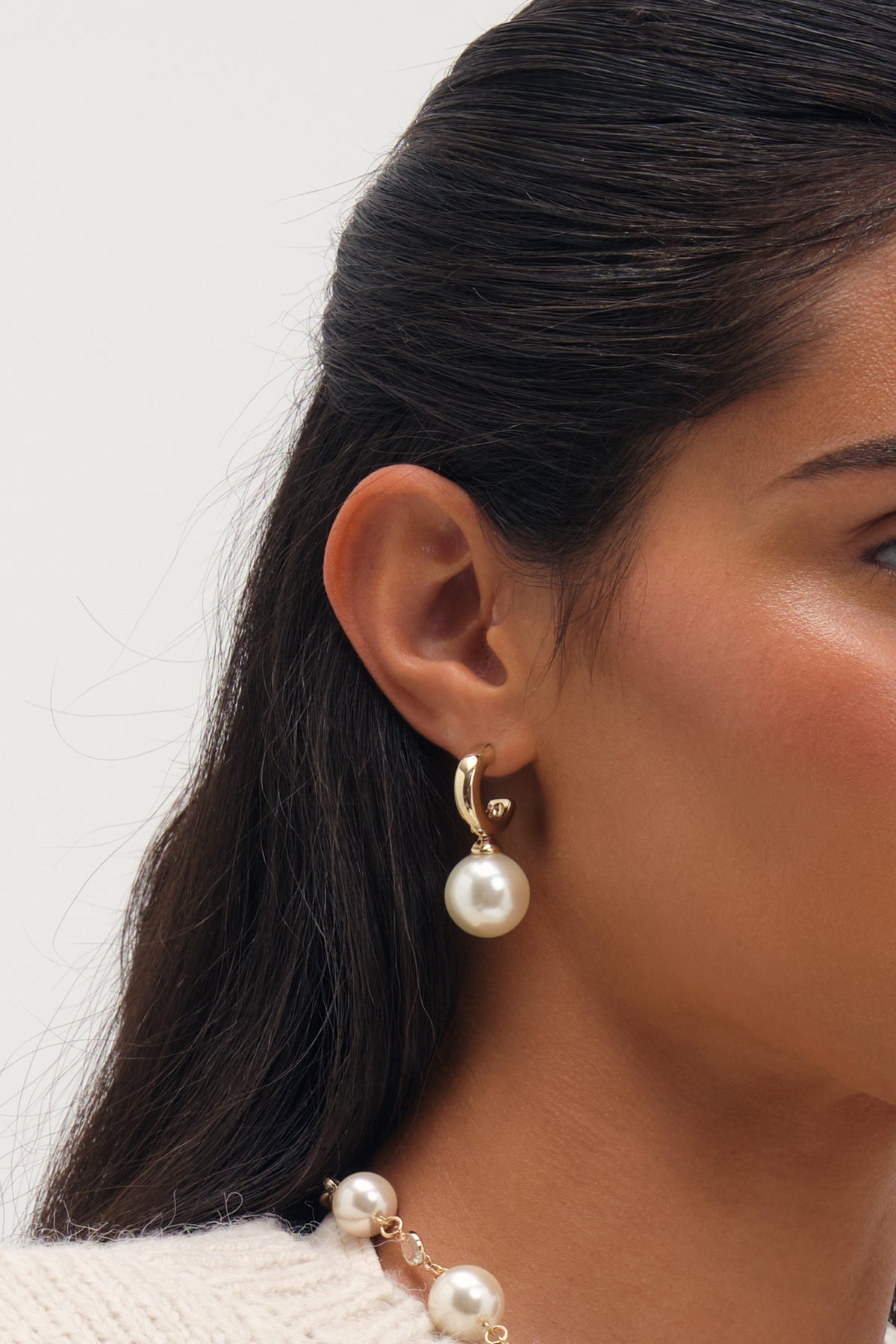 Mood Gold Plated And Pearl Hoop Earrings
