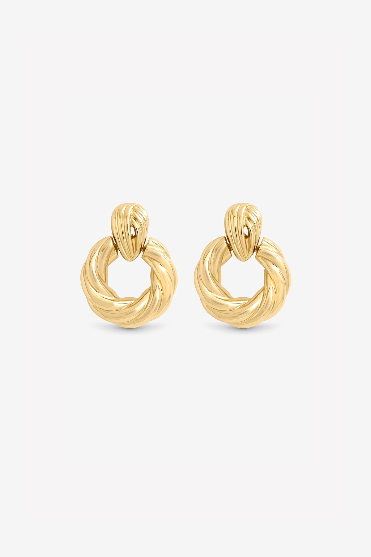 MOOD GOLD PLATE RIDGE DOOR KNOCKER EARRING