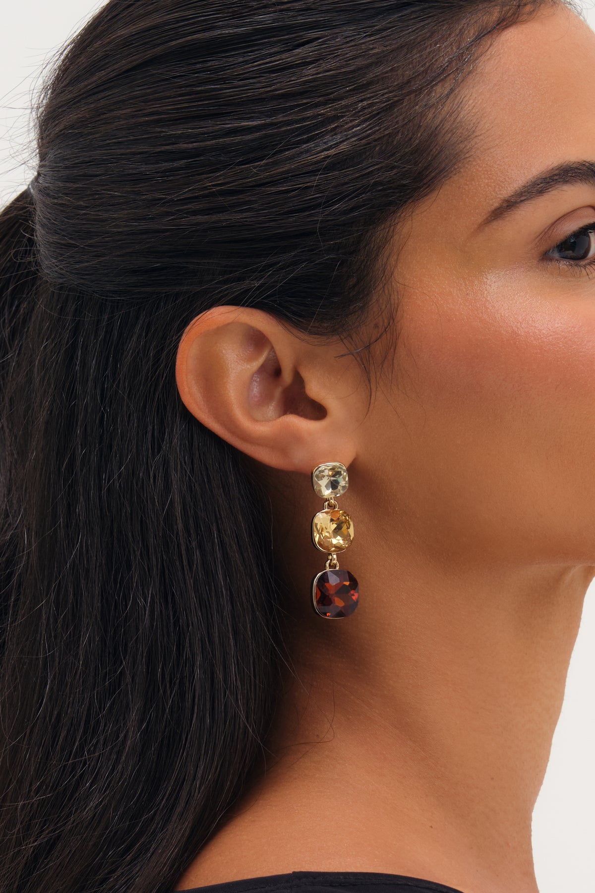 MOOD GOLD PLATE BROWN TONAL DROP EARRNGS