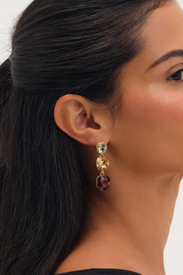 MOOD GOLD PLATE BROWN TONAL DROP EARRNGS