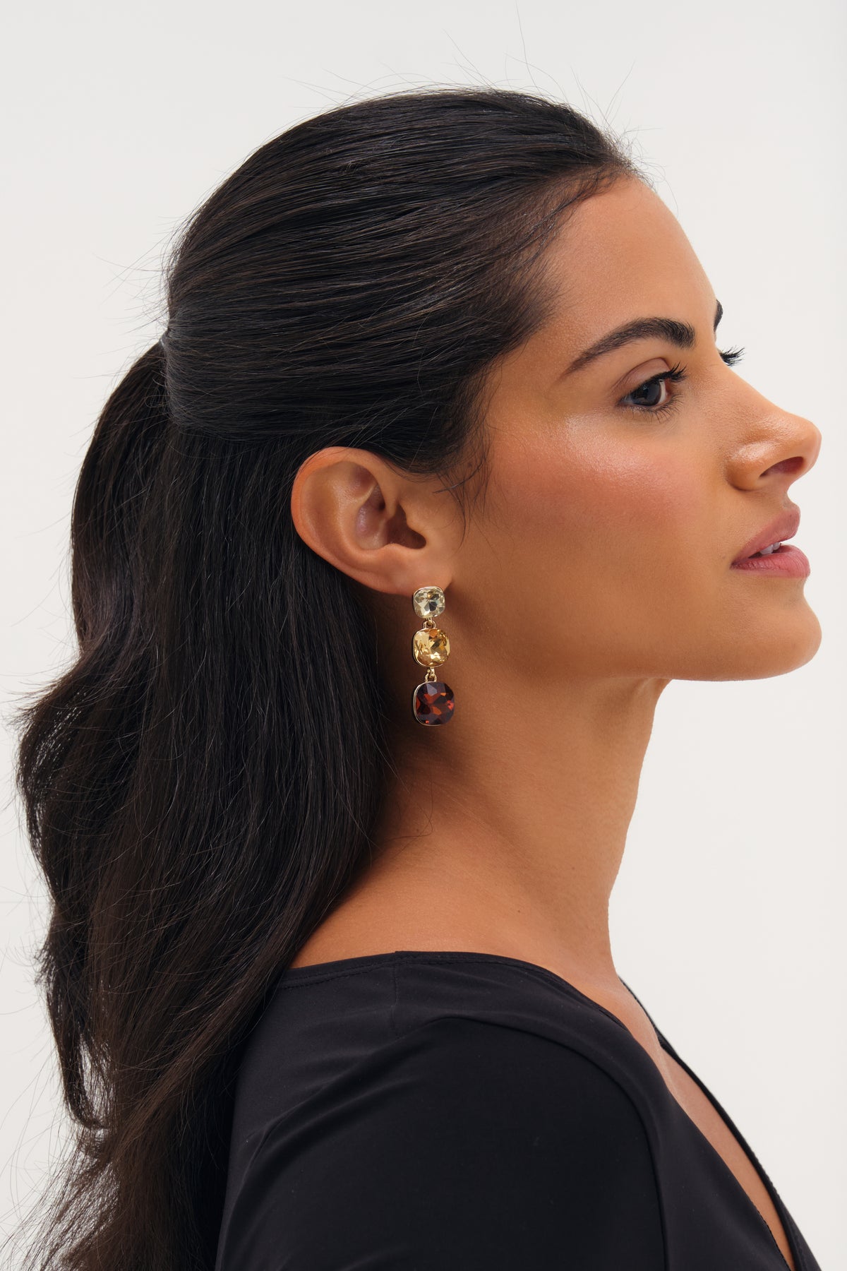 MOOD GOLD PLATE BROWN TONAL DROP EARRNGS