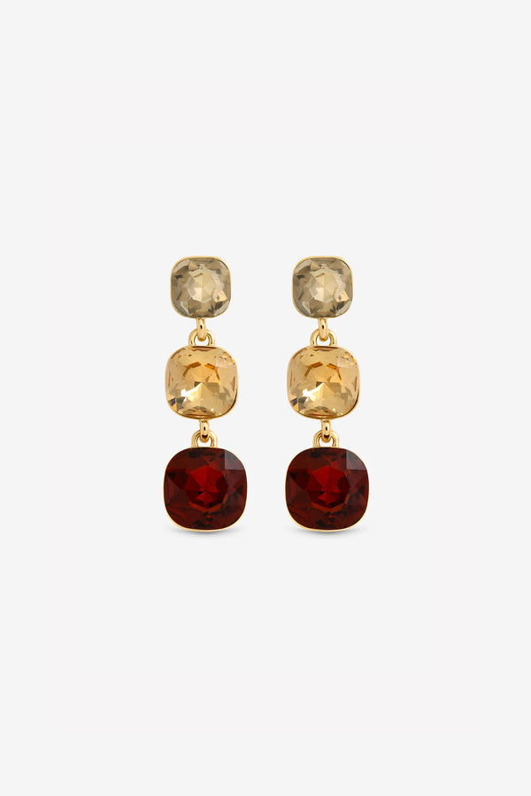 MOOD GOLD PLATE BROWN TONAL DROP EARRNGS