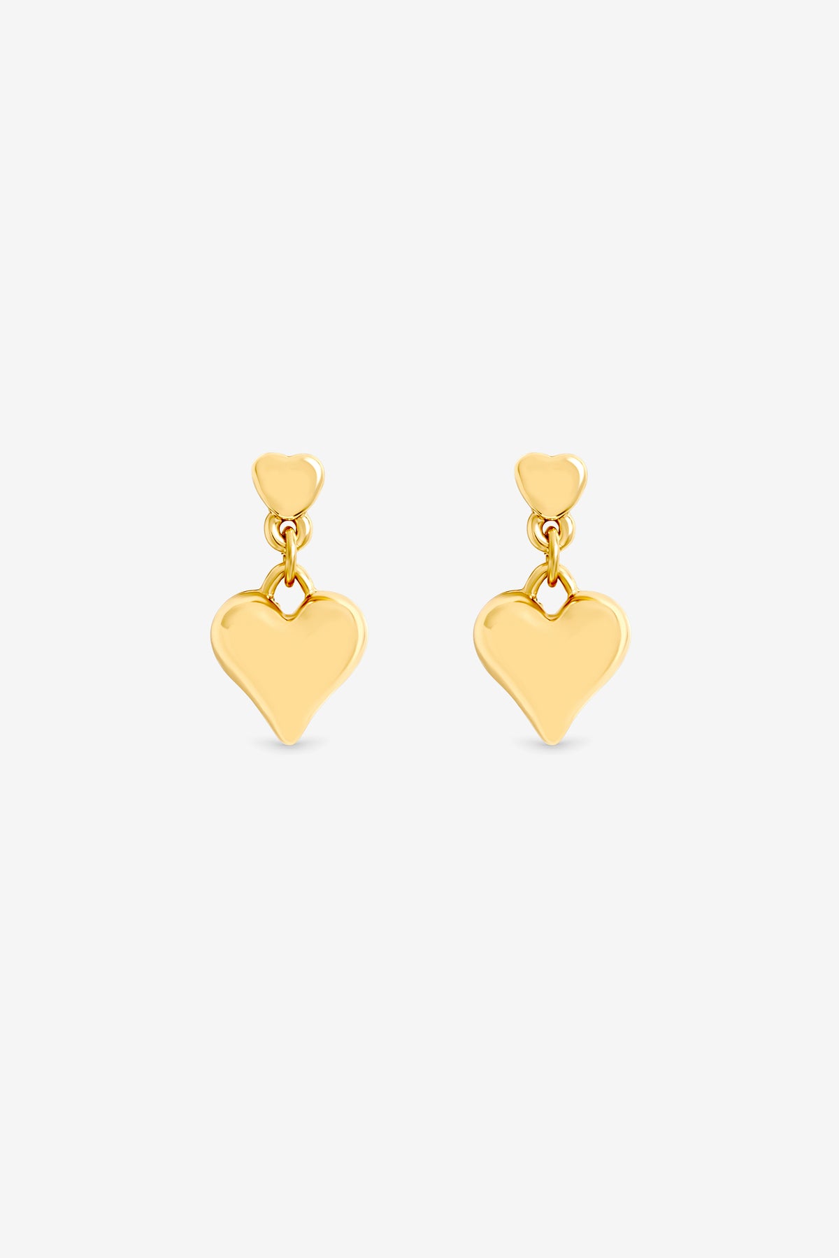 Mood Gold Plated Polished Puff Heart Drop Earrings