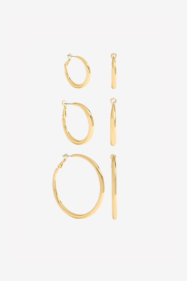 MOOD GOLD PLATE POLISHED HOOP MULTIPACK
