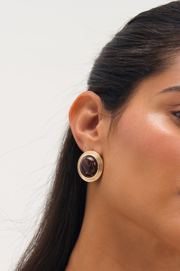 MOOD GOLD PLATE RESIN STUD EARRING