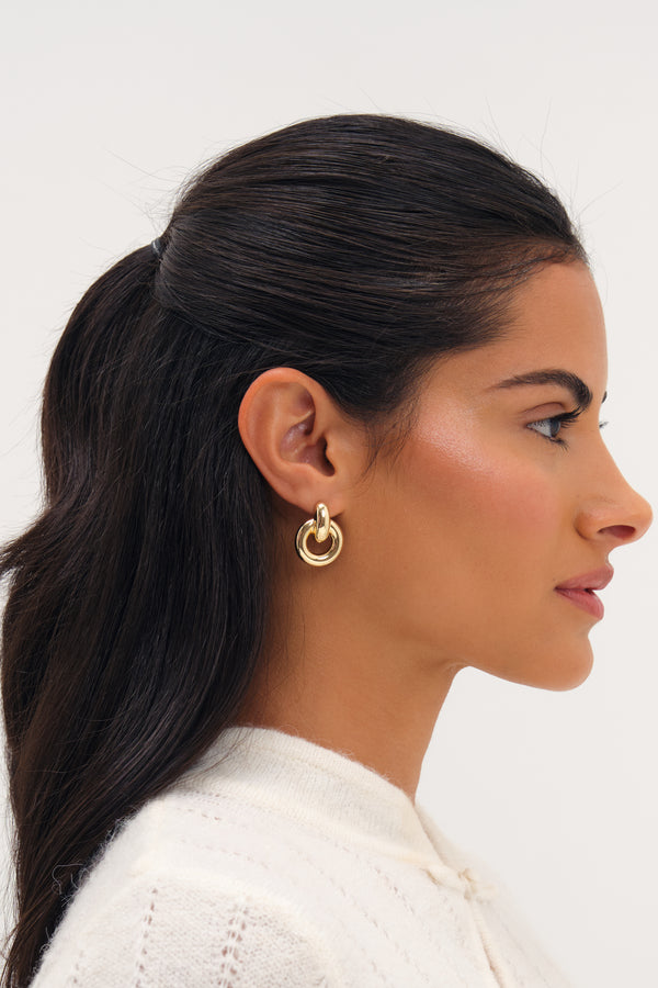 MOOD GOLD PLATE DOOR KNOCKER POLISHED EARRINGS