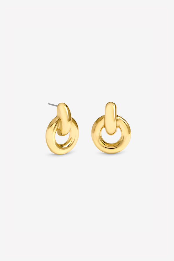 MOOD GOLD PLATE DOOR KNOCKER POLISHED EARRINGS