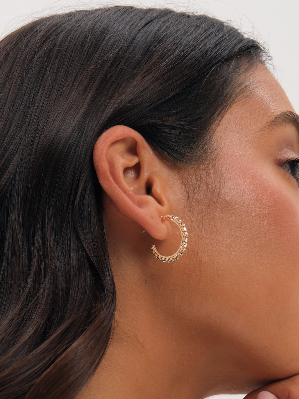 Mood Gold Plated And Crystal Hoop Earrings