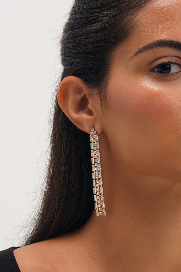MOOD GOLD PLATE CRYSTAL DROP EARRING