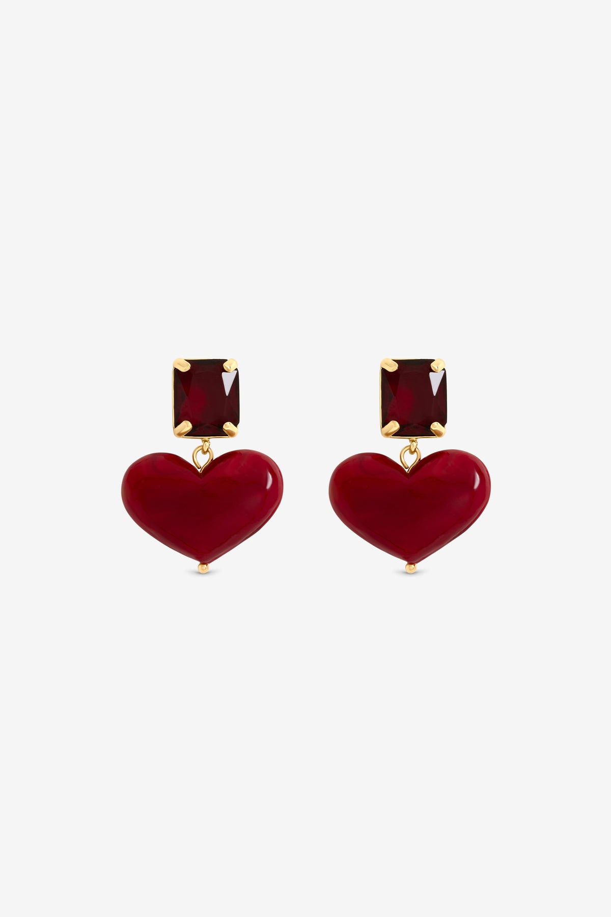 Mood Gold Plated Red Heart Earrings