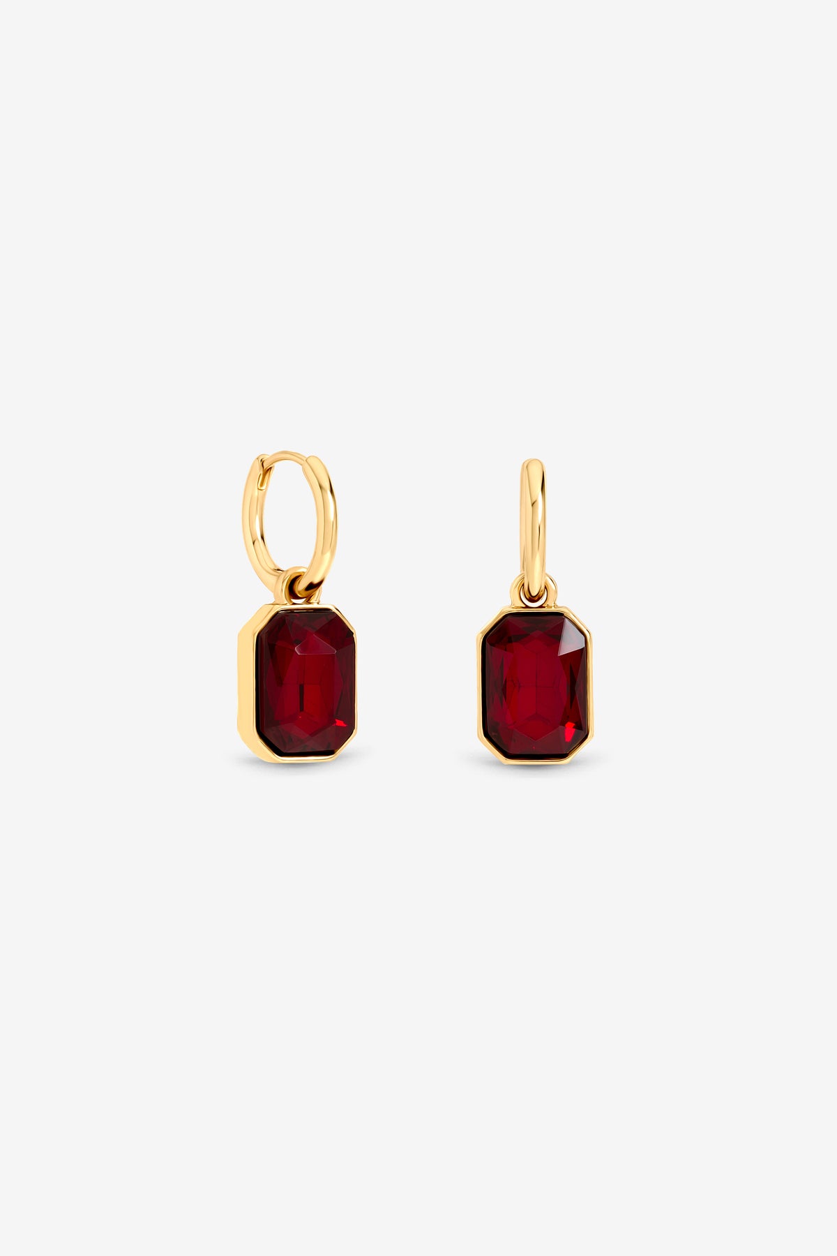 MOOD GOLD PLATE AND RED CRYSTAL DROP EARRING