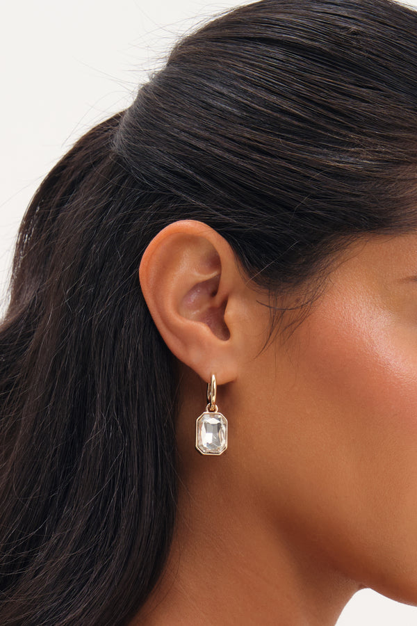 MOOD GOLD PLATE AND CRYSTAL DROP EARRING