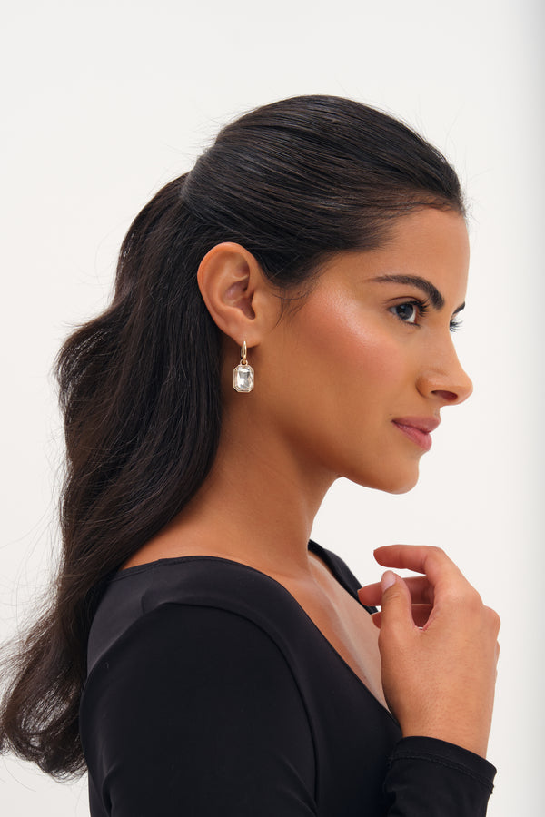 MOOD GOLD PLATE AND CRYSTAL DROP EARRING