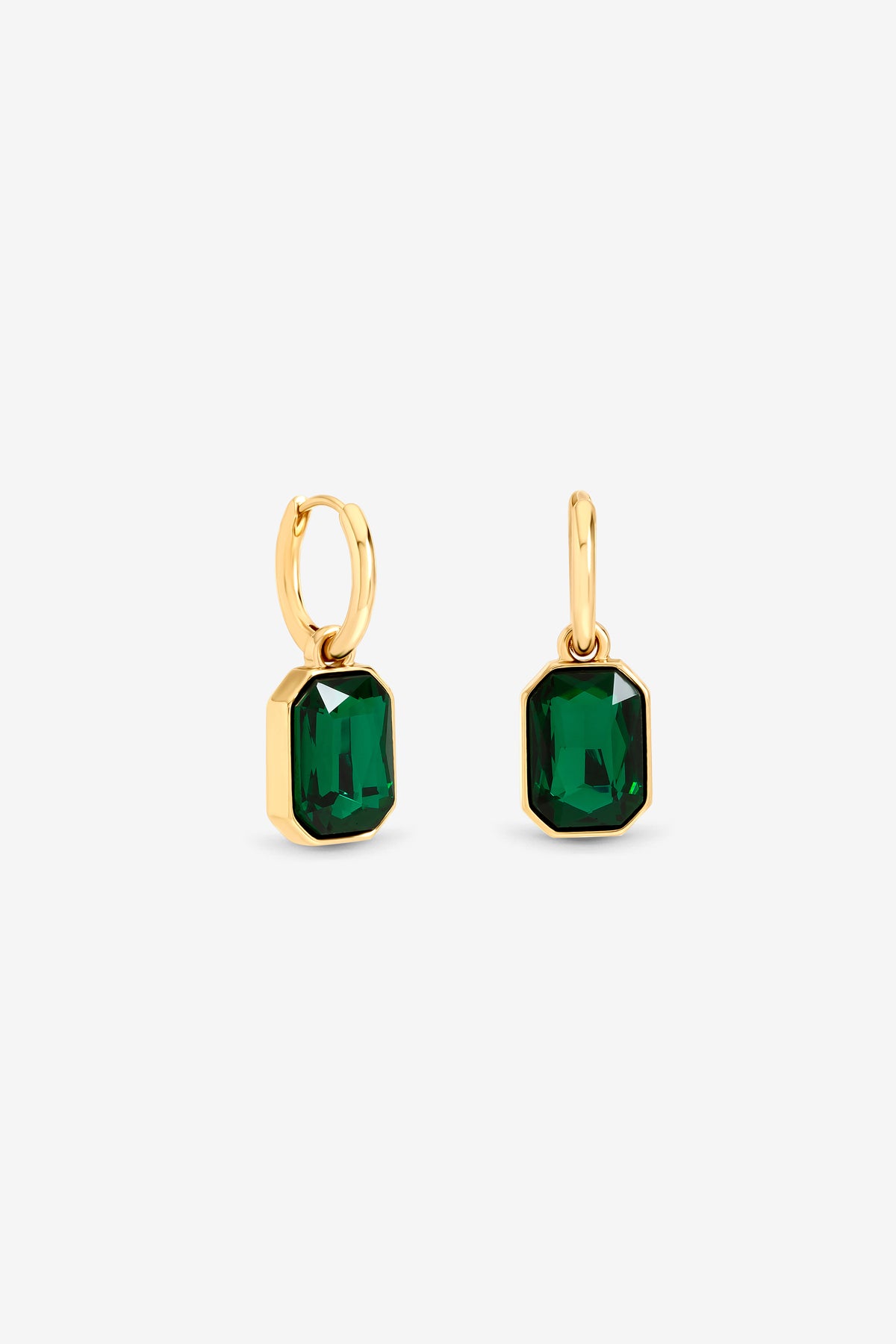 MOOD GOLD PLATE AND EMERALD DROP EARRING