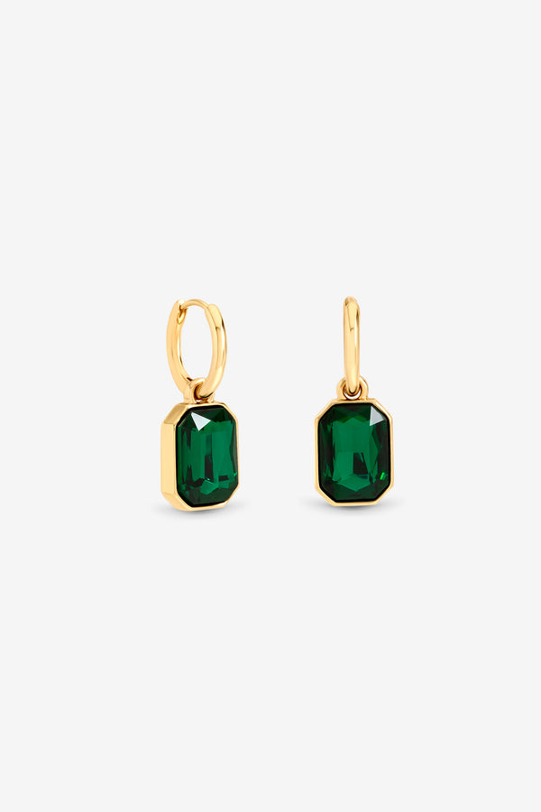MOOD GOLD PLATE AND EMERALD DROP EARRING