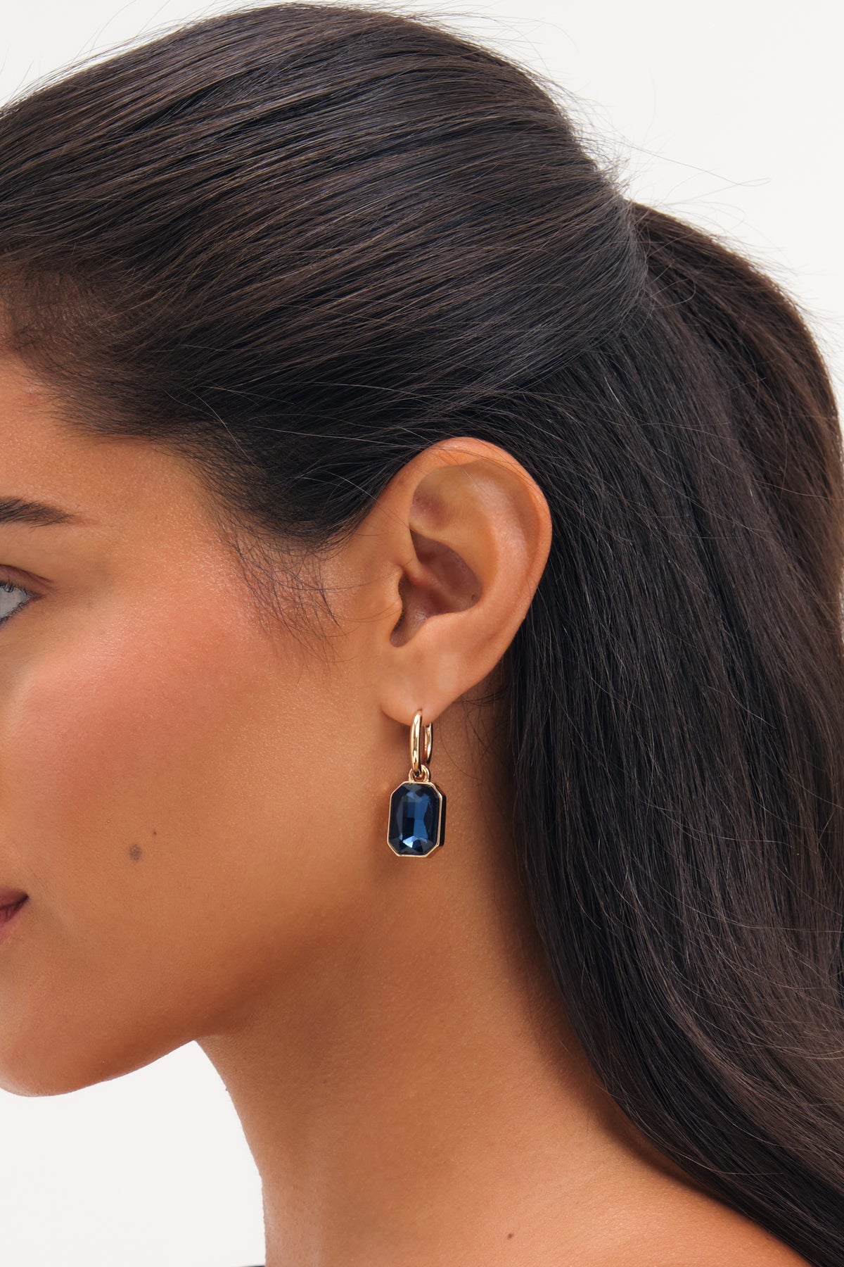 MOOD GOLD PLATE AND BLUE DROP EARRING