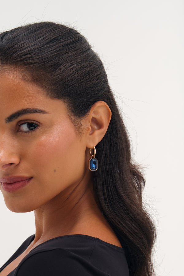 MOOD GOLD PLATE AND BLUE DROP EARRING