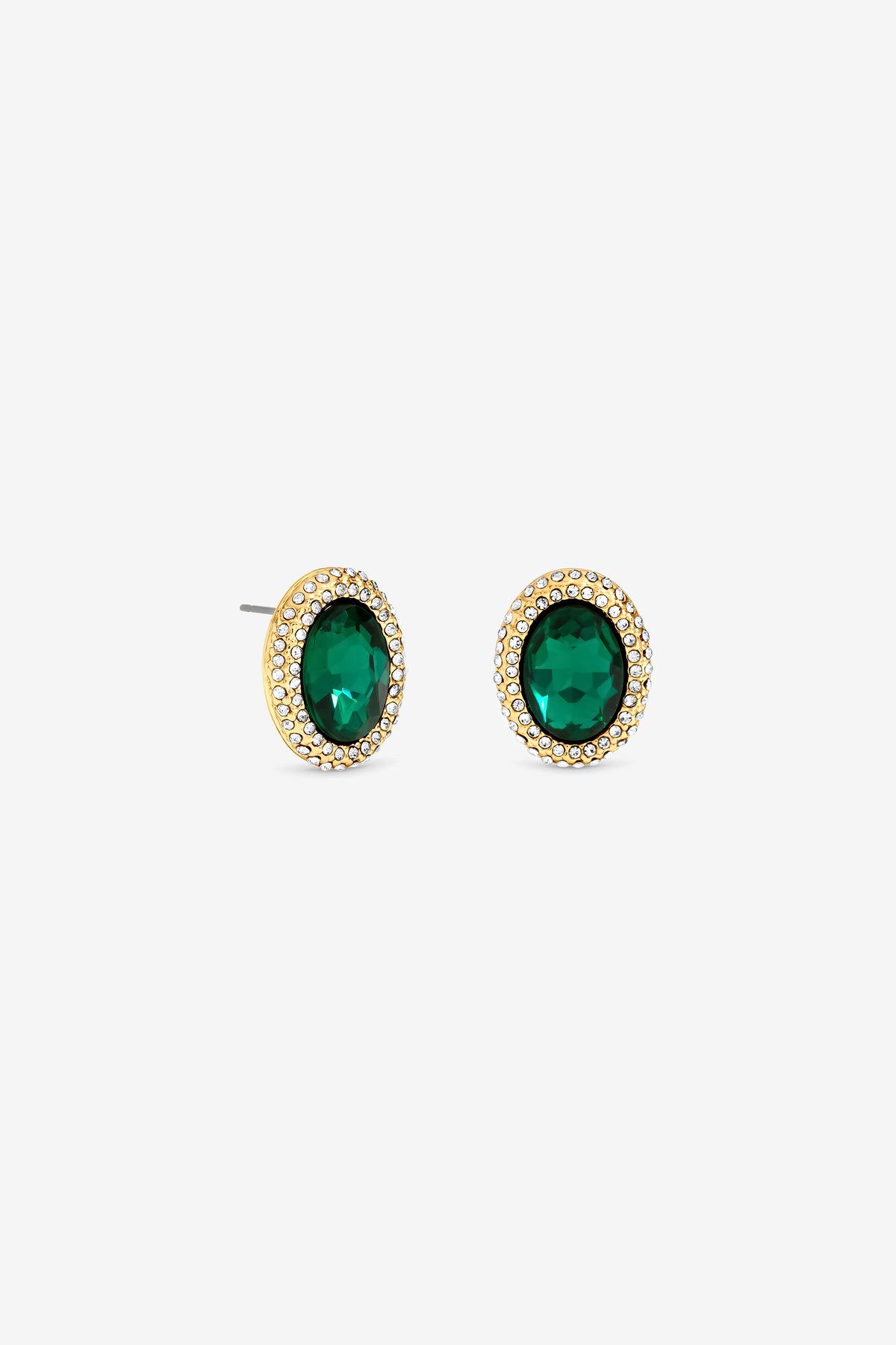 MOOD GOLD PLATE CRYSTAL AND EMERALD STUD EARRING