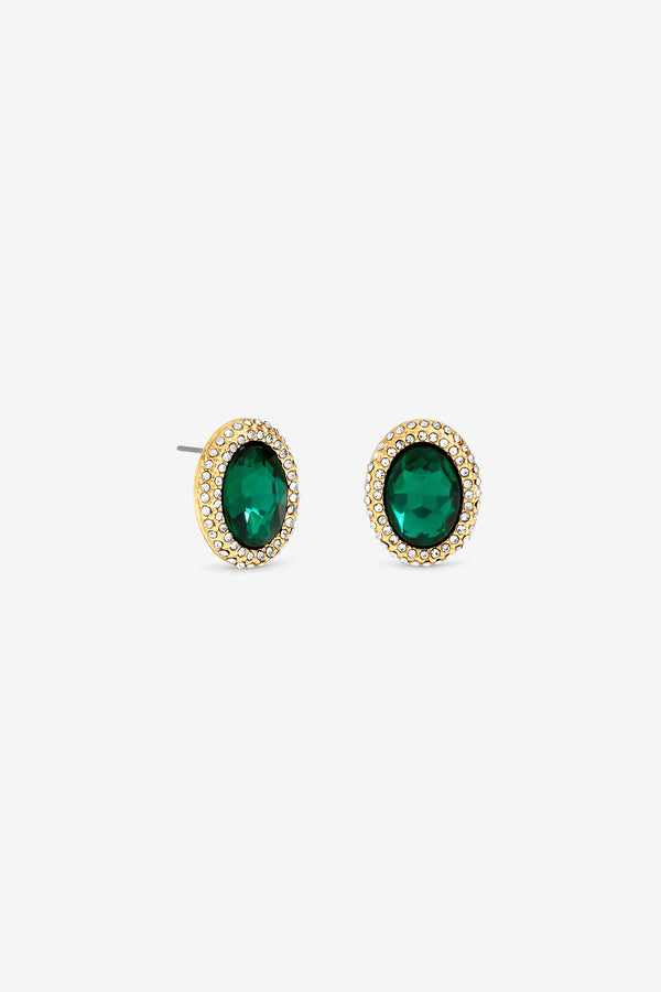 MOOD GOLD PLATE CRYSTAL AND EMERALD STUD EARRING