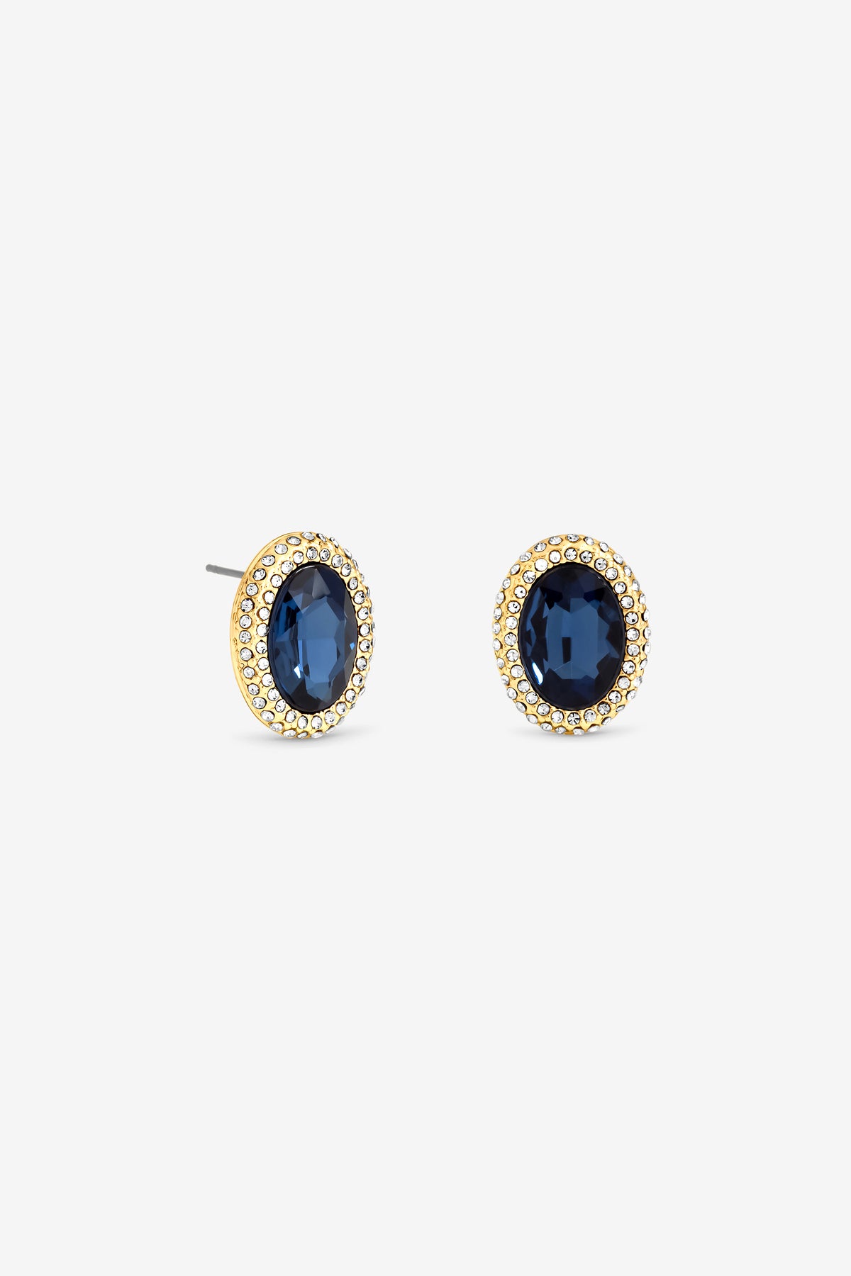 MOOD GOLD PLATE CRYSTAL AND BLUE STUD EARRING