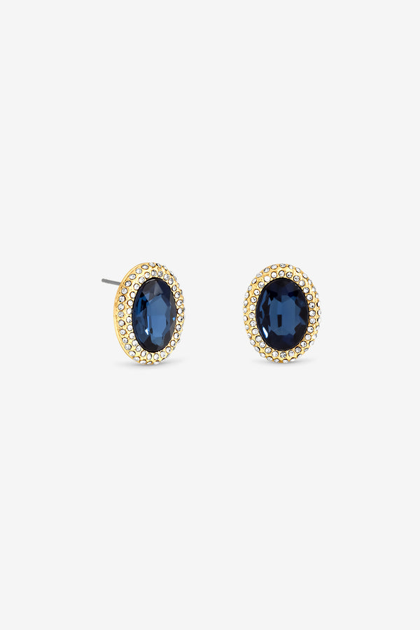 MOOD GOLD PLATE CRYSTAL AND BLUE STUD EARRING
