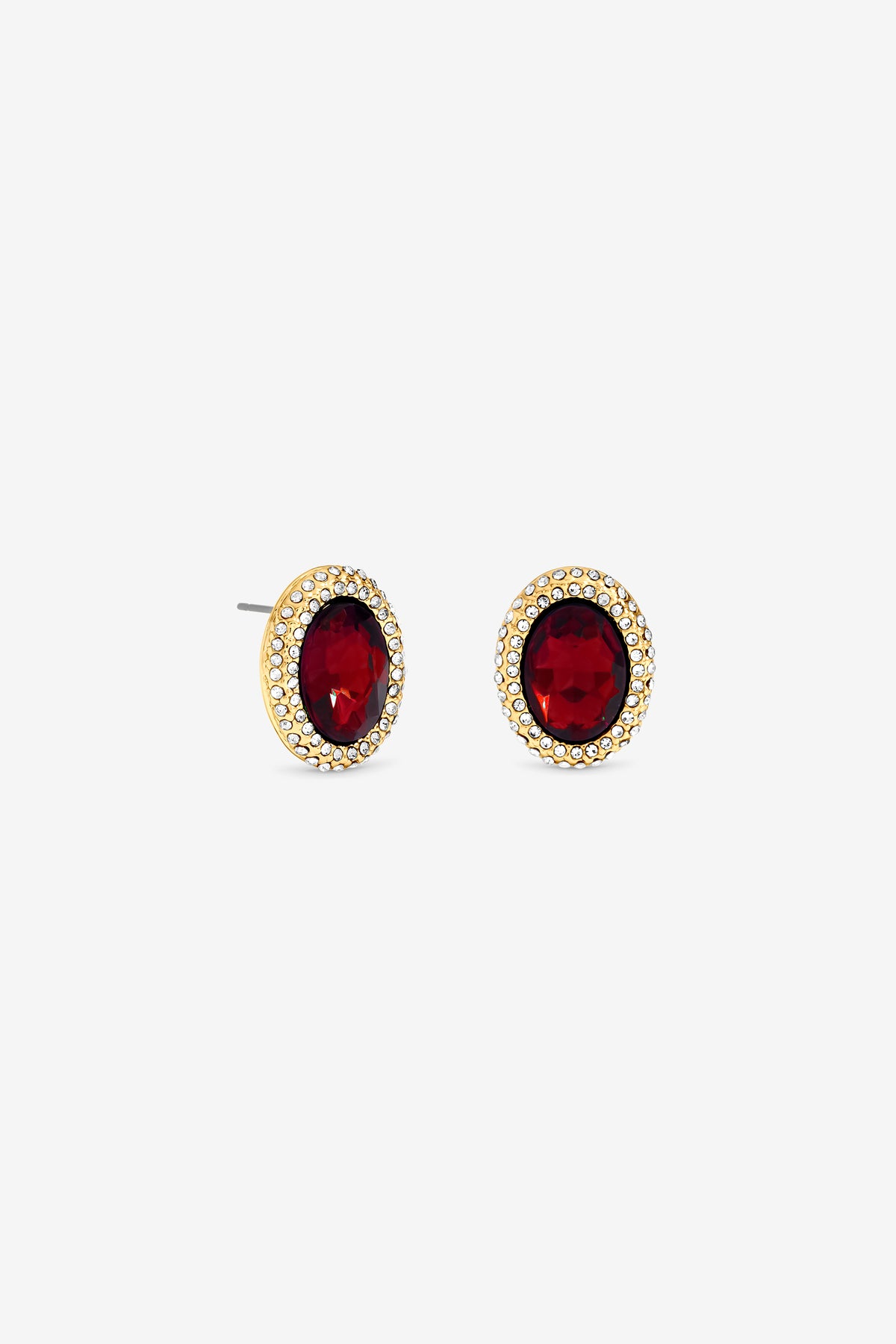 MOOD GOLD PLATE CRYSTAL AND RED STUD EARRING