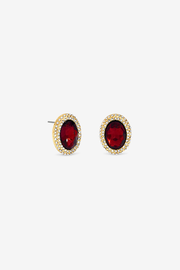 MOOD GOLD PLATE CRYSTAL AND RED STUD EARRING